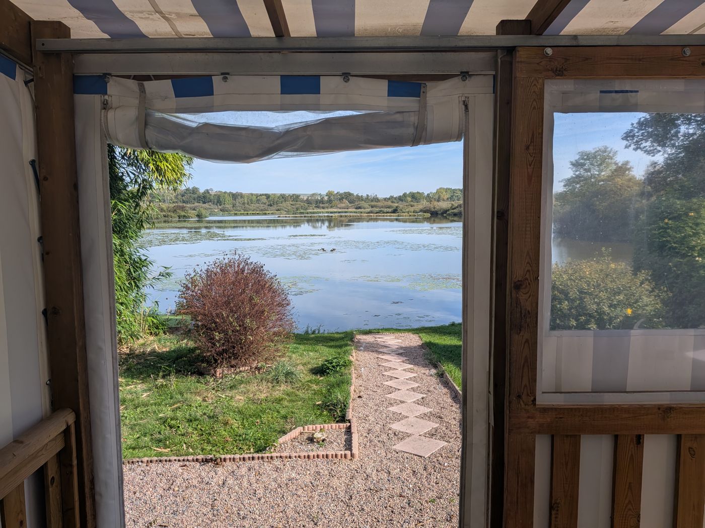 View of the pond from the mobile home door