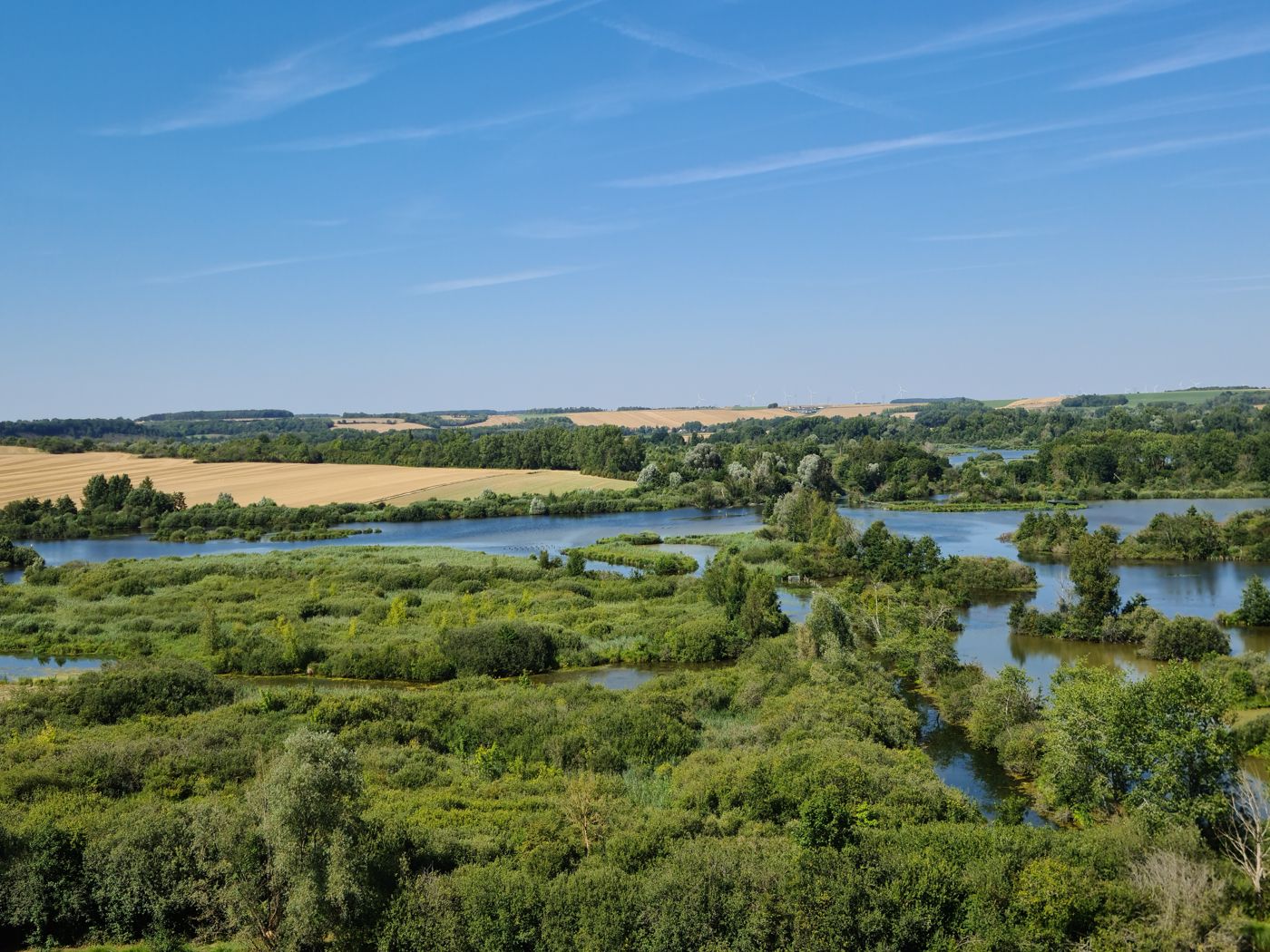 The Somme valley marshes and ponds seen from the Montagne de Frise